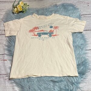 Honolua Surfin Free By The Sea Graphic Short Sleeve Cream Tee sz S